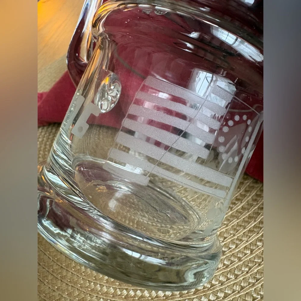 1776 Bicentennial Vintage Clear Glass Creamer Etched & Cut Flag Eagle EUC
